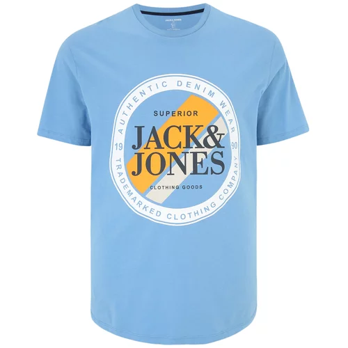Jack & Jones Plus Majica 'LOOF' svijetloplava / narančasta / crna / bijela