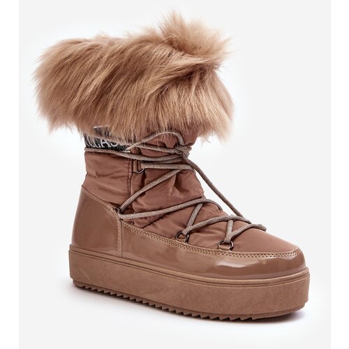 Kesi Women's Lace-up Snow Boots Dark Beige Santero Cijene