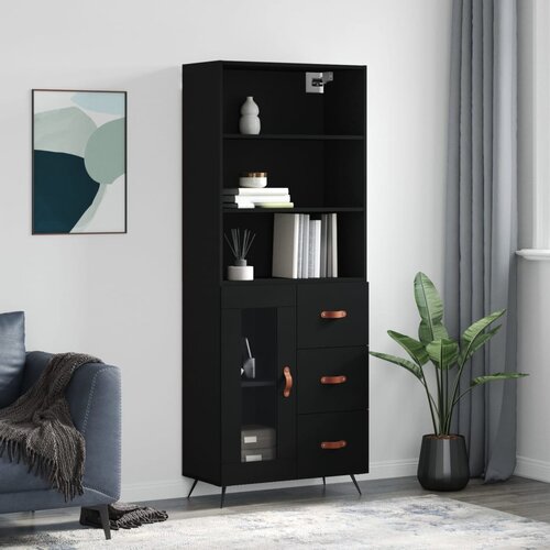 vidaXL Visoka komoda črna 69,5x34x180 cm inženirski les Cene