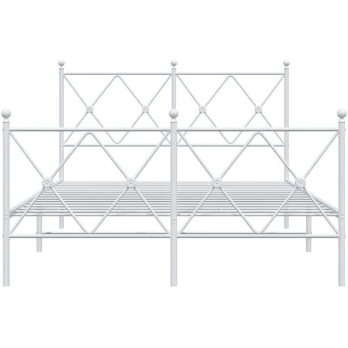  Metalni okvir kreveta uzglavlje i podnožje bijeli 120x190 cm Slike