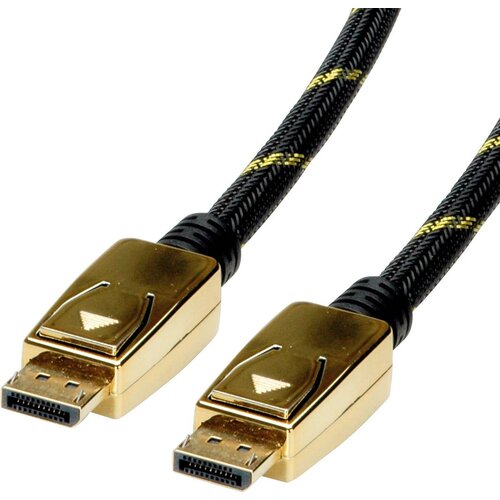 Roline DisplayPort priključni kabel DisplayPort vtič\, DisplayPort vtič 10.00 m črna/zlata 11.04.5649 za&scaron;čiten DisplayPort kabel, (20419354) Cene