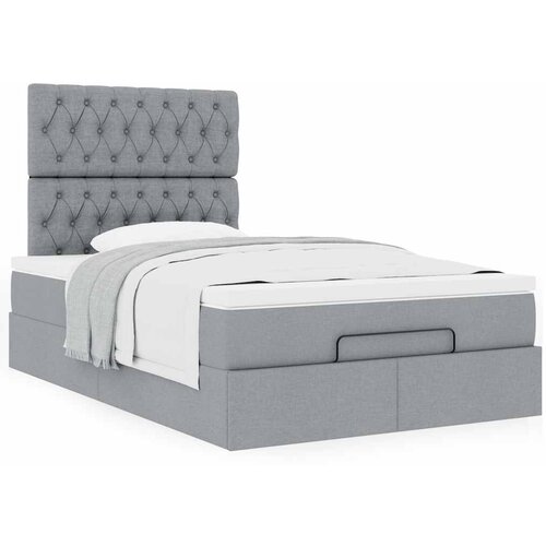 VidaXL Otomanski posteljni okvir z vzmetnico siv 120x190 cm blago Slike