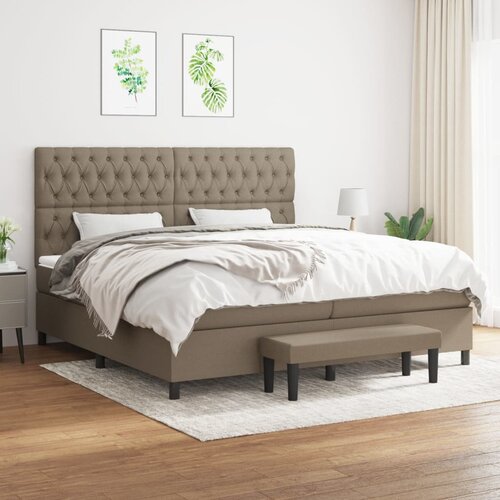The Living Store Box spring postelja z vzmetnico taupe 200x200 cm blago - Box Spring Postelja, (21438391) Slike
