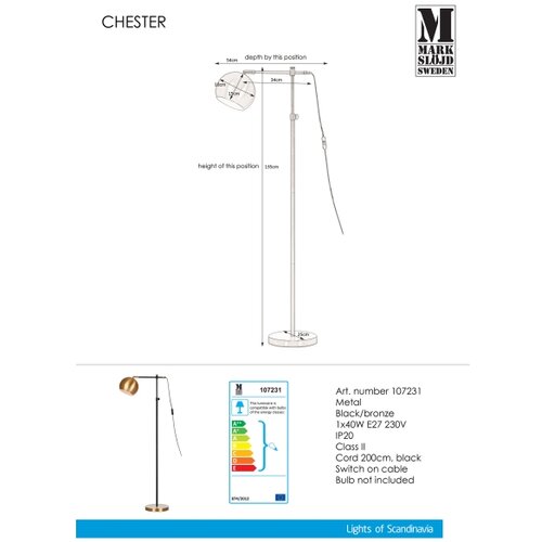 Marksl&amp;ouml;jd 107231 - Stojeća lampa CHESTER 1xE27/40W/230V crna/bronza Slike