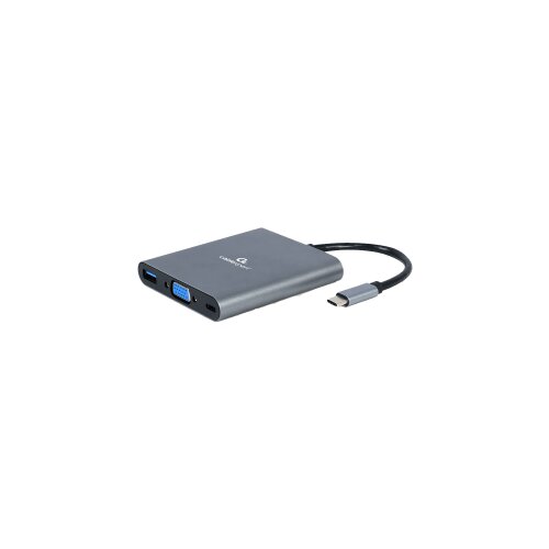 Docking station USB adapter Type-C 6-in-1 multi-port adapter (Hub3.1 + HDMI + VGA + PD + card reader + stereo audio), space grey, A-CM-COMBO6-01 Slike