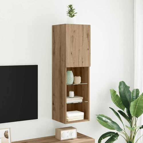 TV ormarić s LED svjetlima boja hrasta artisan 30,5x30x102 cm Slike