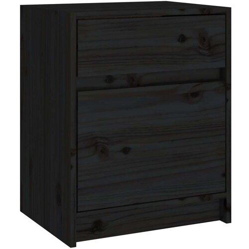  Noćni ormarići 2 kom crni 40 x 31 x 50 cm od masivne borovine Slike