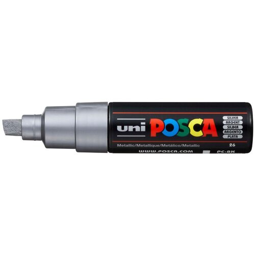 POSCA Uni flomaster; konica 8 mm prirezana; srebrn, (22005657) Cene