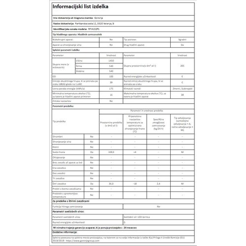 Gorenje Ugradbeni hladnjak RFI4152P1 Slike