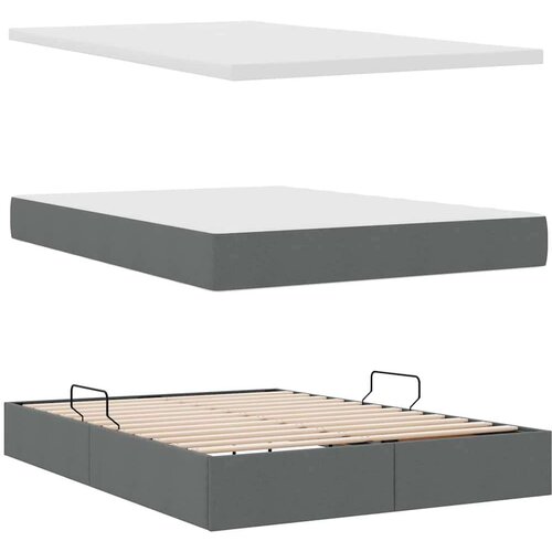  Krevet s madracem i skladi&amp;scaron;tem Tamno siva 140 x 200 cm Slike