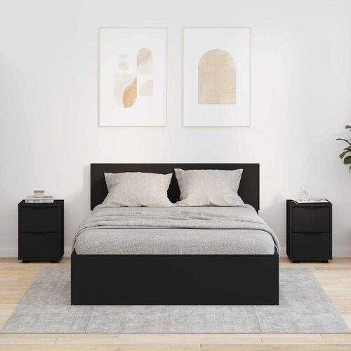 vidaXL Posteljne mize 2 pcs Črna 30,5 x 30 x 43 cm Konstruiran les Cene