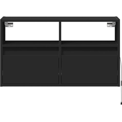  Zidni TV ormarić s LED svjetlima crni 80 x 31 x 45 cm Slike