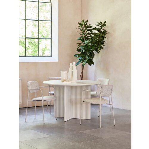 Unique Furniture Svetlo siva okrogla jedilna miza &amp;oslash; 120 cm Palma &amp;ndash; Slike