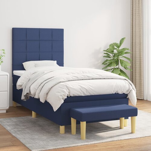 The Living Store Box spring postelja z vzmetnico moder 80x200 cm blago - Box Spring Postelja, (21512619) Slike