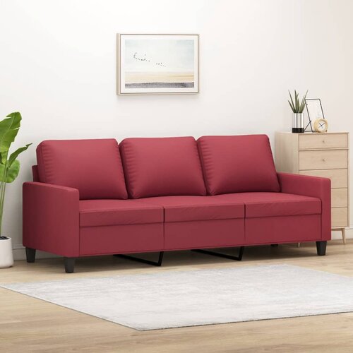 VidaXL Kavč trosed vinsko rdeč 180 cm umetno usnje Slike