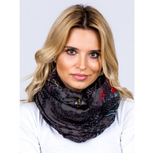 Fashion Hunters Airy scarf with a folk pattern, graphite and black Slike