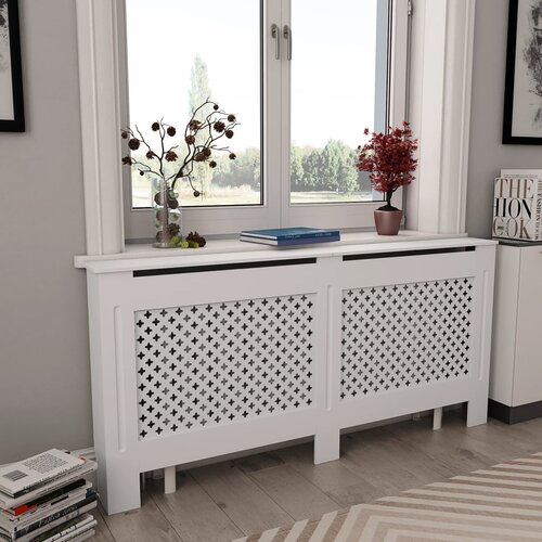 vidaXL Pokrov za radiator bel 172x19x81,5 cm MDF, (20769816) Cene