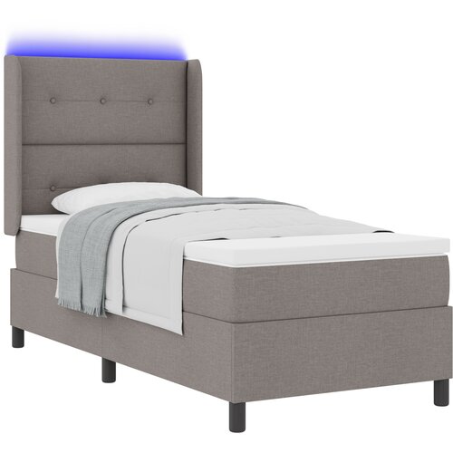 VidaXL Postelja s pomičnim dnom in vzmetnico ter LED osvetlitvijo taupe 90x190 cm iz blaga, (22050938) Slike