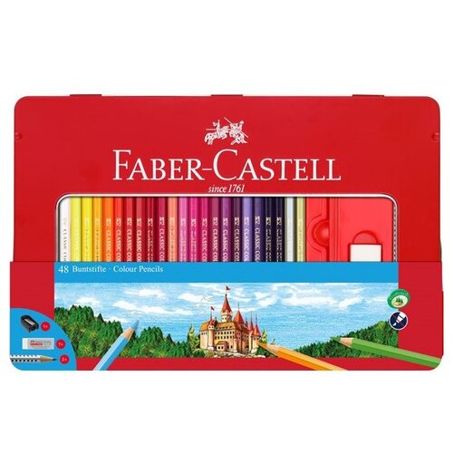 Faber-castell bojice set od 48 boja u metalnoj kutiji sa otvorom Slike