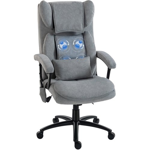 HOMCOM masažni pisarni&scaron;ki stol poliester, pena 76D x 70,5&Scaron; x 114 122V cm Siv, (5000242852) Cene