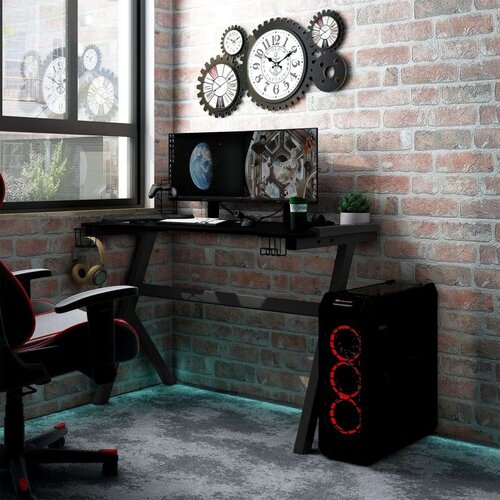 vidaXL Igraći stol LED s nogama u obliku slova Y crni 90 x 60 x 75 cm Cijene