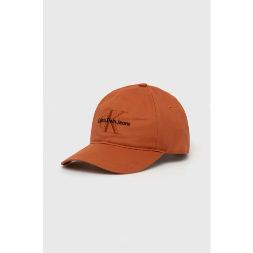 Calvin Klein Jeans Bombažna bejzbolska kapa oranžna barva