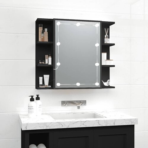 Ormarić s ogledalom i LED svjetlima crni 70 x 16,5 x 60 cm Cijene