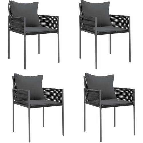 Maison Chic Vrtni stoli - Stol za vrt z blazinami 4 kosi črni 54x61x83 cm poli ratan JS2231, (21876654) Slike