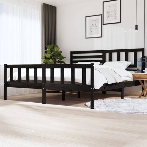  Okvir za krevet od masivne borovine crni 200 x 200 cm Cene