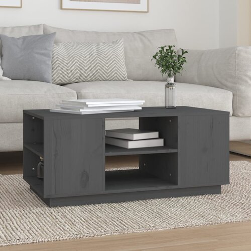 The Living Store Klubska mizica siva 90x49x40,5 cm trdna borovina - Klubska Mizica, (21572989) Slike