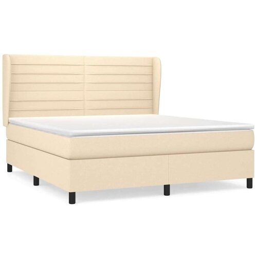  Krevet s oprugama i madracem krem 160x200 cm od tkanine Slike