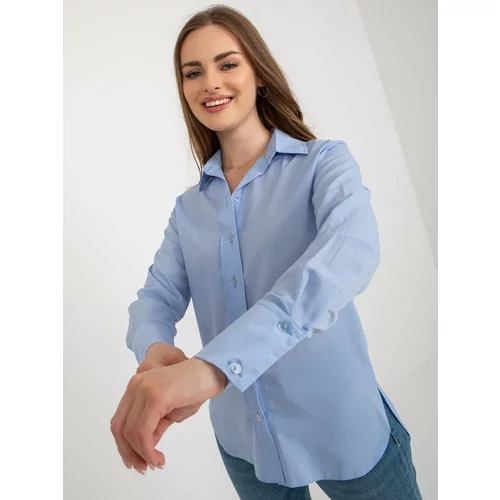 Fashion Hunters Light blue asymmetrical classic shirt