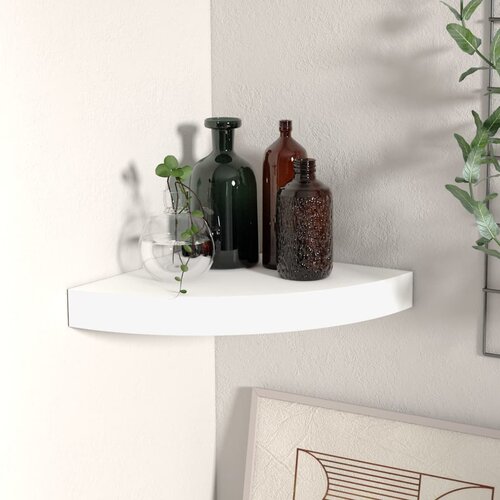 VidaXL Plutajuća kutna polica bijela 25 x 25 x 3,8 cm MDF Slike
