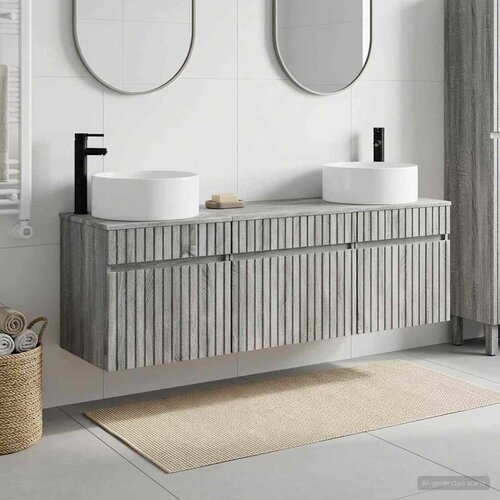  Set ormarića za kupaonicu 3 kom. Siva Sonoma 49 x 44,5 x 65,5 cm Slike