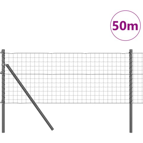 vidaXL Evropska ograja z 13 stebri 0.6x50 m pocinkano jeklo sivo Cene