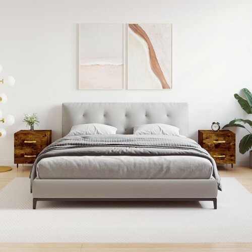 VidaXL Nočna omarica 2 kosa dimljen hrast 40x35x47,5 cm inženirski les Slike