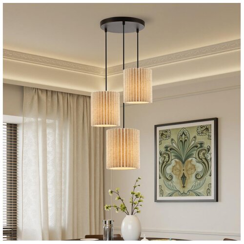  Brilagi - Visilica na sajli NORDIC WAVE 3xE27/15W/230V prečnik 38 cm lan/crna Cene