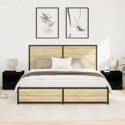  Noćni ormar 2 pcs Crni hrast 50 x 40 x 45 cm Konstruirano drvo Cene