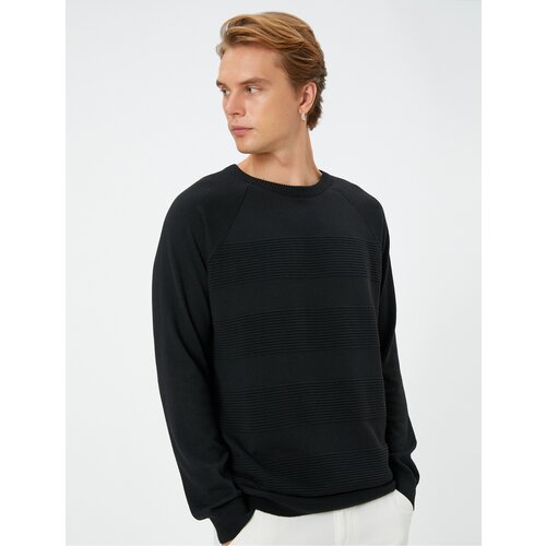 Koton Knitwear Sweater Crew Neck Textured Slim Fit Raglan Sleeve Slike