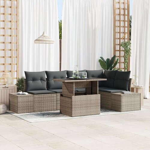 vidaXL 6-delni vrtni sofa set s blazinami siva poli ratan Cene