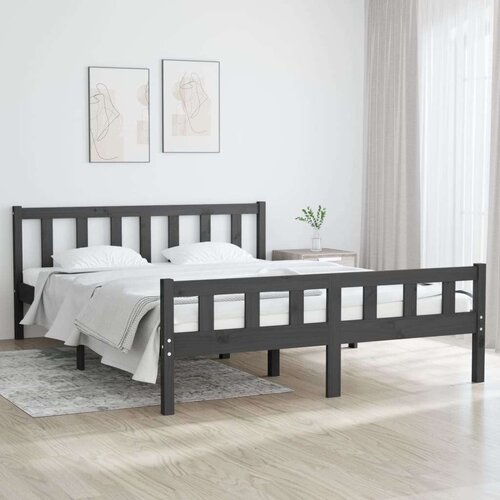  Za krevet od masivnog drva sivi 140 x 200 cm Slike