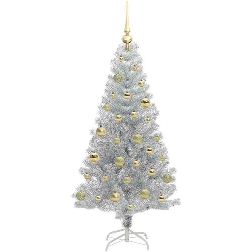 VidaXL Božićno drvce s 150 LED svjetlima s stalakom Srebrno 150 cm PET Slike