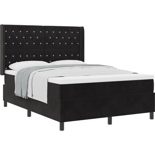 vidaXL Box Spring postelja z vzmetnico Črna 140x190 cm Žamet, (22050714) Cene
