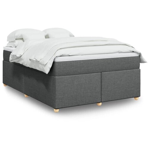 vidaXL Box spring postelja z vzmetnico temno siva 140x200 cm blago Cene