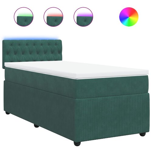 vidaXL box spring postelja z vzmetnico temno zelena 100x200 cm žamet, (21309882) Cene