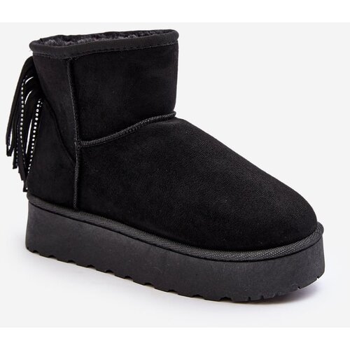 Kesi Women&amp;#039;s snow boots on a solid platform with fringes, black Lirico Slike