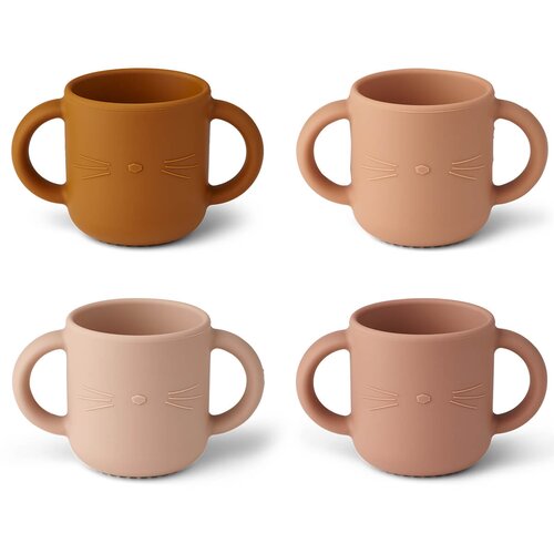 Liewood 4 dijelni set silikonskih šalica za učenje pijenja gene cat rose multi mix Cene