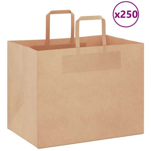  Papirnate vrećice 250 kom s ručkama smeđe 32x22x24 cm Cijene