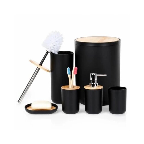Vilde 568053 - Set od 6 kupatilskih dodataka - Crni Cene
