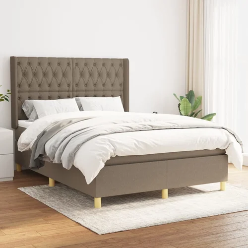 The Living Store Box spring postelja z vzmetnico taupe 140x190 cm blago - Box Spring Postelja, (21513381)